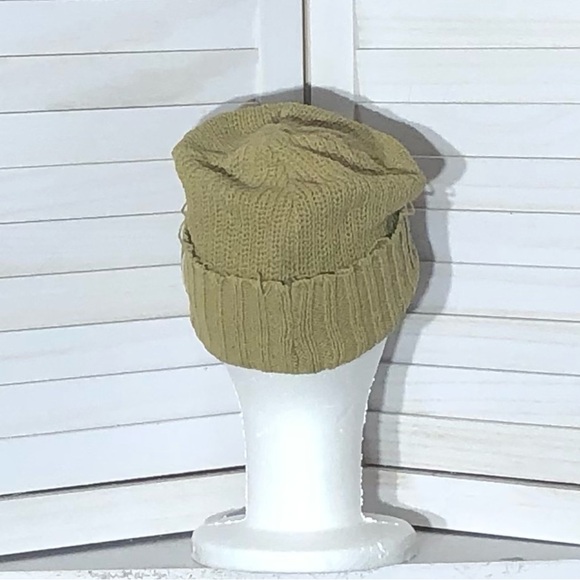 Vintage 70s 80s Knitted Cotton Visor Hat Tan Taupe OS - Picture 4 of 5